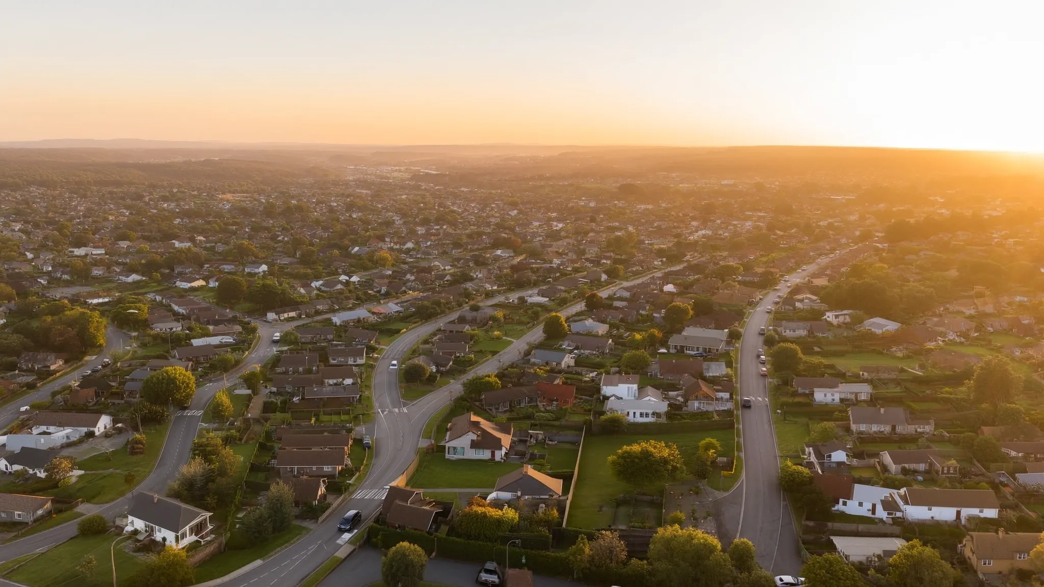 Residential suburb at golden hour